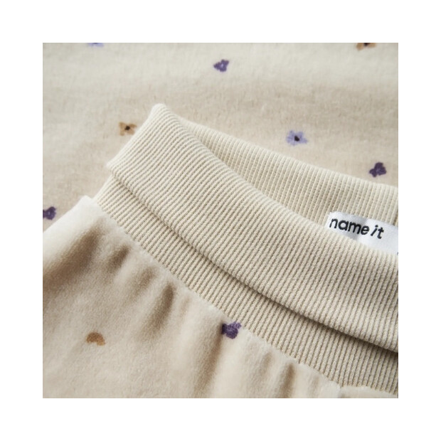 name it - Baby Velour Hose Blümchen Peyote