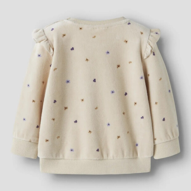 name it - Baby Velour Pullouver Blümchen Peyote