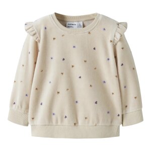 name it - Baby Velour Pullouver Blümchen Peyote