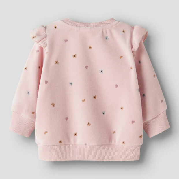name it - Baby Velour Pullouver Blümchen Lotus