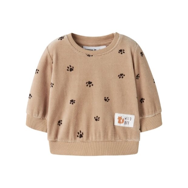 name it - Baby Velour Pullouver Tatzen Sesame