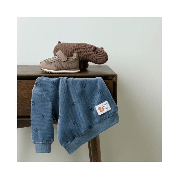name it - Baby Velour Pullouver Tatzen Blue Mirage