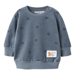 name it - Baby Velour Pullouver Tatzen Blue Mirage