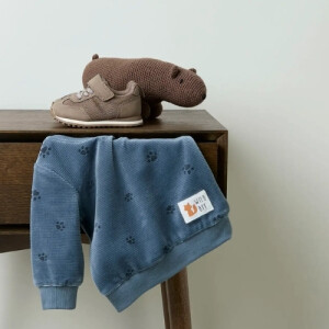name it - Baby Velour Pullouver Tatzen Blue Mirage