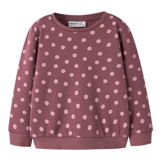 name it angerauter Fleece Pullover Blumenmuster Wild Ginger with Lilas Flowers