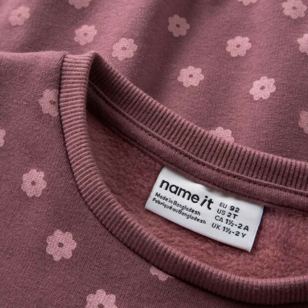 name it angerauter Fleece Pullover Blumenmuster Wild Ginger with Lilas Flowers