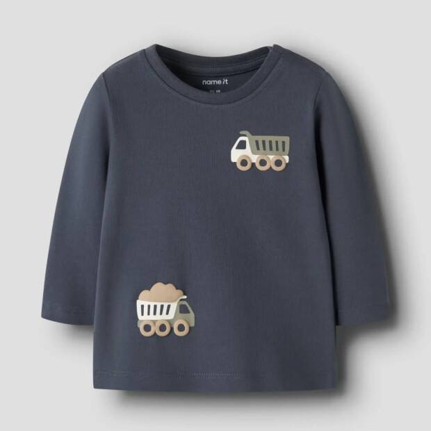 name it - Baby langarm Shirt Ombre Blue Trucks