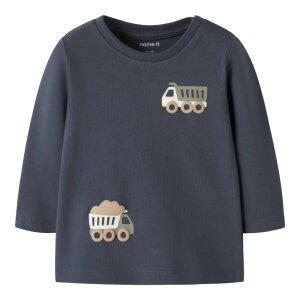 name it - Baby langarm Shirt Ombre Blue Trucks