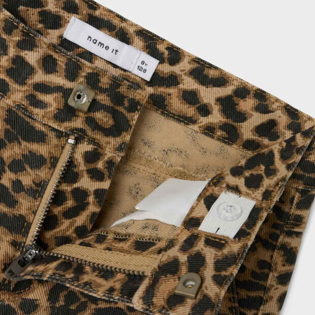name it wide Jeans Leopard Silver Mink