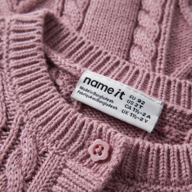 name it Strickjacke Zopfmuster - Lilas