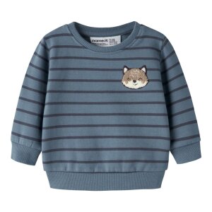 name it - Baby angerauter Pullouver Streifen - Fuchs Blue...