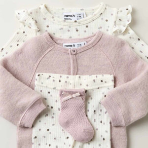 name it - 100% Merinowolle Baby Cardigan Jacke - Violet Ice