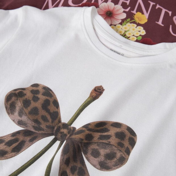 name it 2er Set langarm Shirt - Leopard Cloud Dancer Wild Ginger - Bouquet
