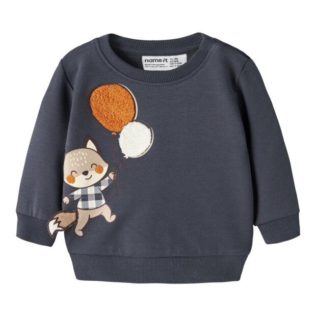 name it - Baby angerauter Pullover Fuchs - Ombre Blue