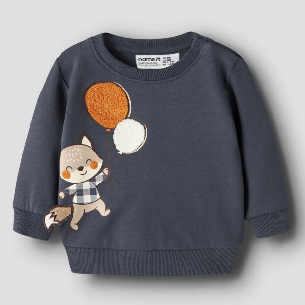 name it - Baby angerauter Pullover Fuchs - Ombre Blue