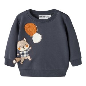 name it - Baby angerauter Pullover Fuchs - Ombre Blue
