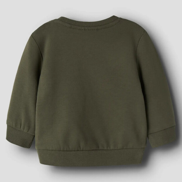 name it - Baby angerauter Pullover Fuchs - Olive Night