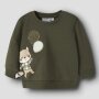 name it - Baby angerauter Pullover Fuchs - Olive Night