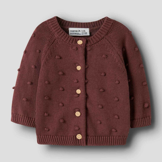name it - Baby Strickjacke Punkte Wild Ginger