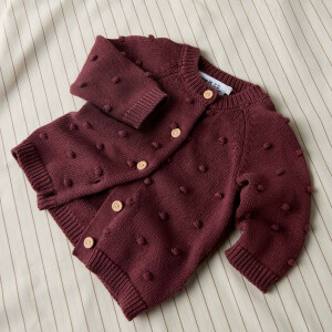 name it - Baby Strickjacke Punkte Wild Ginger