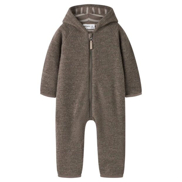 name it - 100% Merinowolle Baby Overall mit Kapuze - Morel