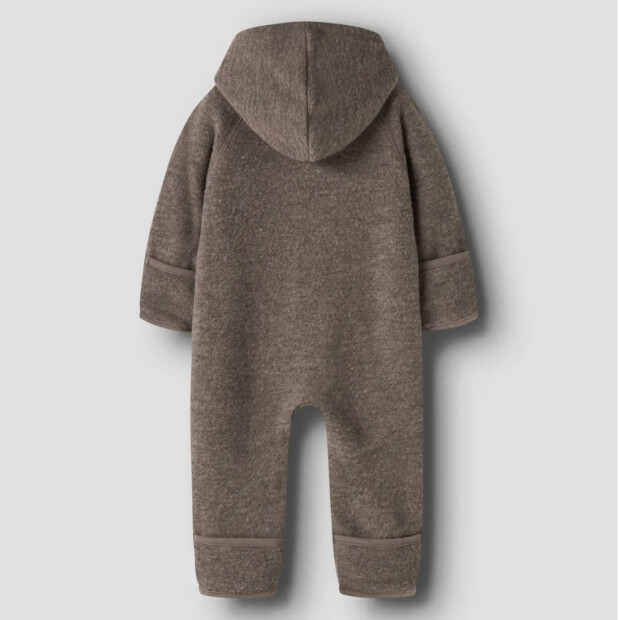 name it - 100% Merinowolle Baby Overall mit Kapuze - Morel
