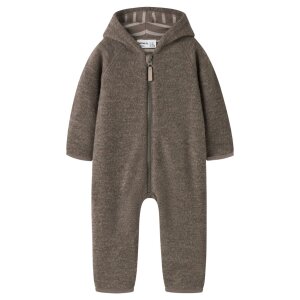 name it - 100% Merinowolle Baby Overall mit Kapuze - Morel