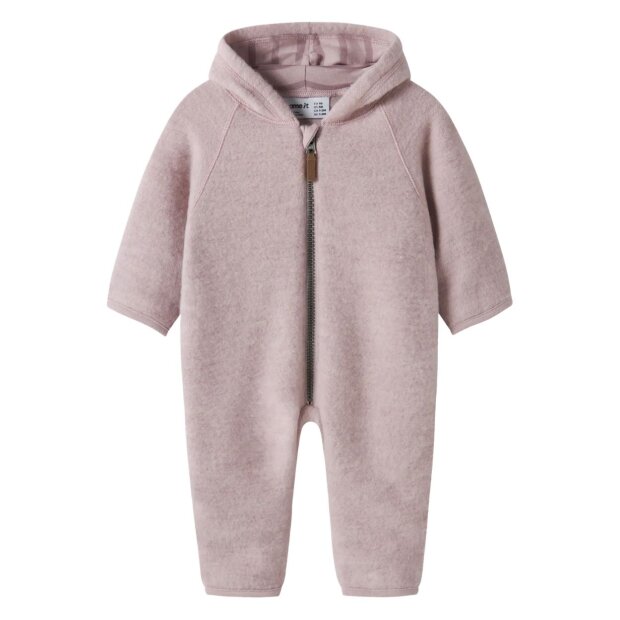name it - 100% Merinowolle Baby Overall mit Kapuze - Violet Ice