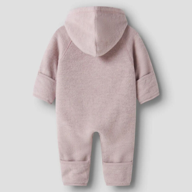 name it - 100% Merinowolle Baby Overall mit Kapuze - Violet Ice