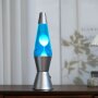 iTotal Lava Lampe Spaceship LED - mit silbernem Sockel, blauer Flüssigkeit und weißem Wachs