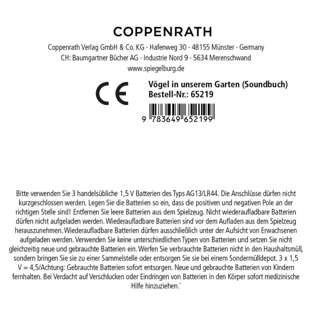 Coppenrath Vögel in unserem Garten (Soundbuch)