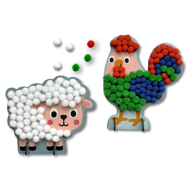 Coppenrath Mein kleines Bastelset: Pompom-Figuren (Schaf/Hahn) - Mini Künstler
