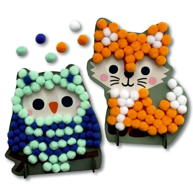 Coppenrath Mein kleines Bastelset: Pompom-Figuren (Eule/Fuchs) - Mini Künstler