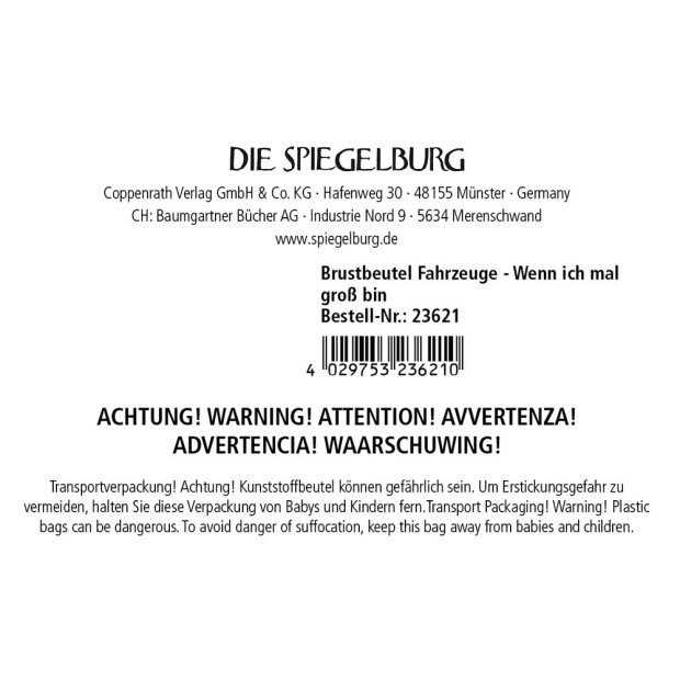 Coppenrath Die Spiegelburg Brustbeutel Fahrzeuge - Wenn ich mal groß bin
