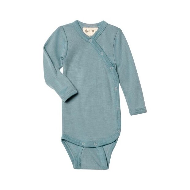 Engel Natur Wolle Seide Baby Wickelbody langarm, GOTS - bergblau