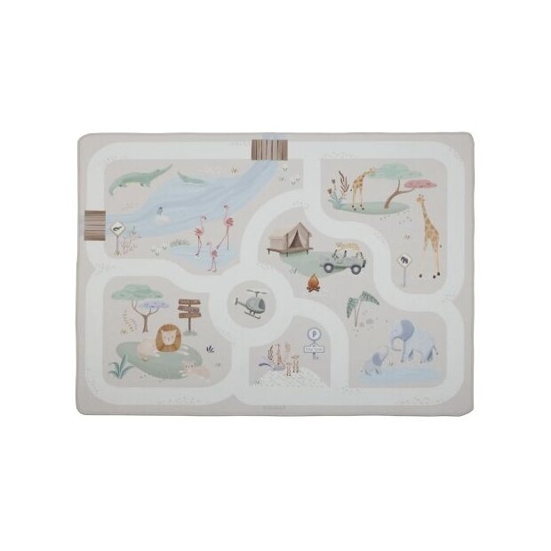 Little Dutch Teppich Autospielmatte  - Safari Friends beige
