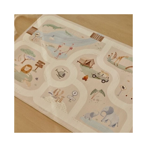 Little Dutch Teppich Autospielmatte  - Safari Friends beige