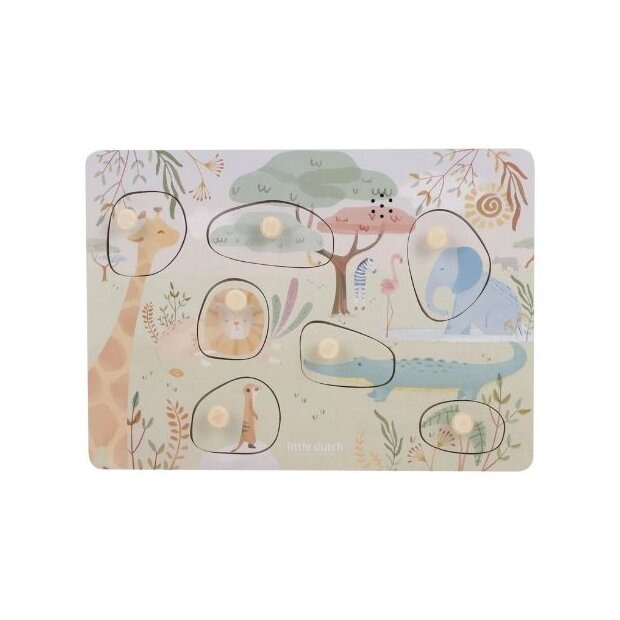 Little Dutch Holz Sound Puzzle - Safari Friends grün