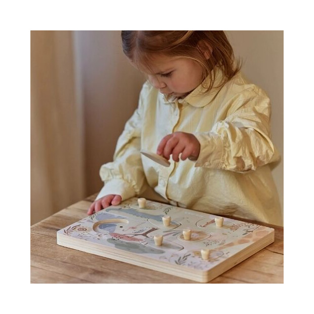 Little Dutch Holz Sound Puzzle - Safari Friends grün