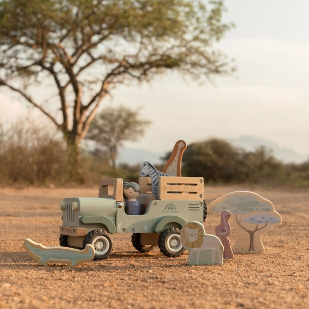 Little Dutch Holz Form Sortierer Safariauto - Safari Friends grün