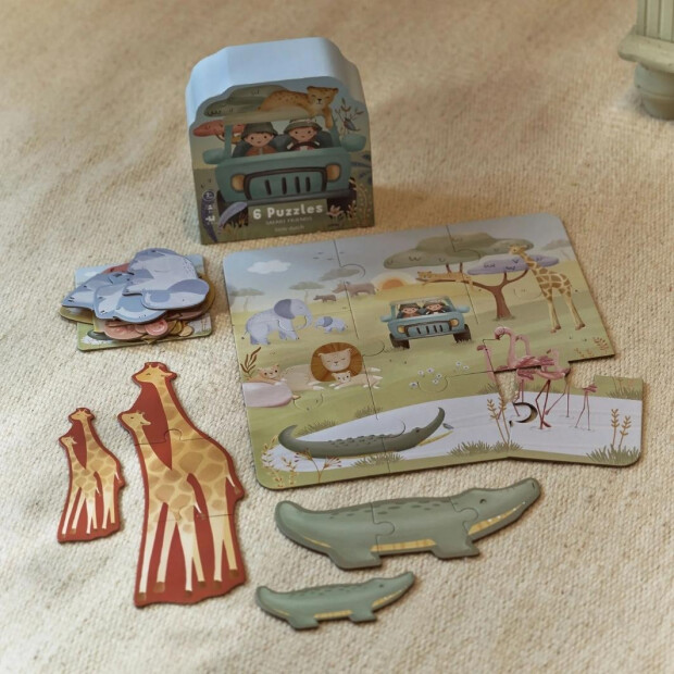 Little Dutch Puzzle 6er Set - Safari Friends grün