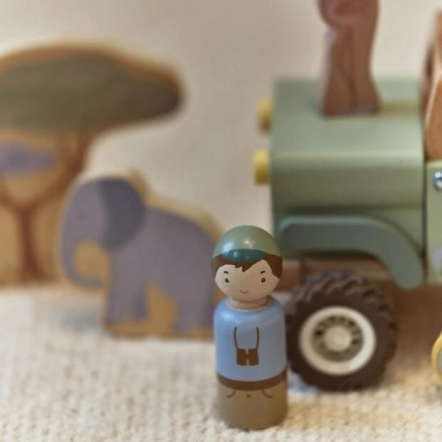 Little Dutch Holz Safariauto mit Tieren - Safari Friends grün