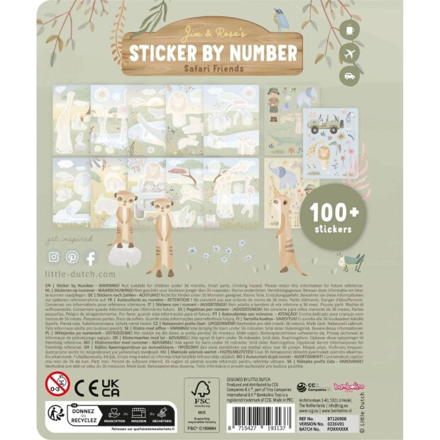 Little Dutch Stickerbuch nach Zahlen Rosa - Safari Friends