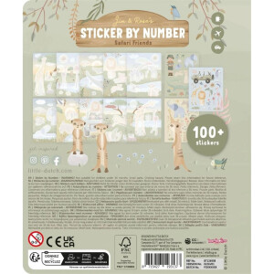 Little Dutch Stickerbuch nach Zahlen Rosa - Safari Friends