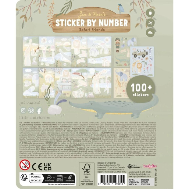 Little Dutch Stickerbuch nach Zahlen Jim - Safari Friends
