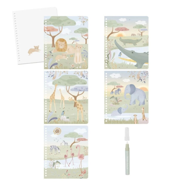 Little Dutch Aquarell Wasser Malbuch Jim - Safari Friends