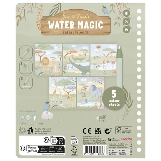 Little Dutch Aquarell Wasser Malbuch Jim - Safari Friends