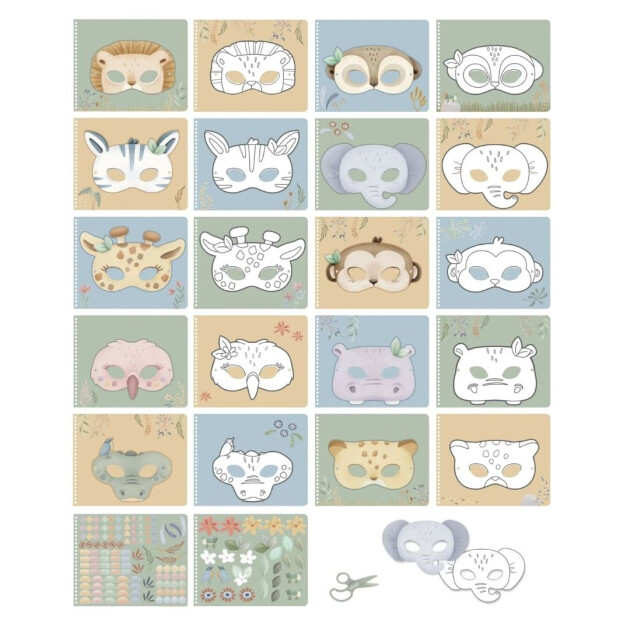 Little Dutch Bastelbuch Masken herstellen Jim - Safari Friends