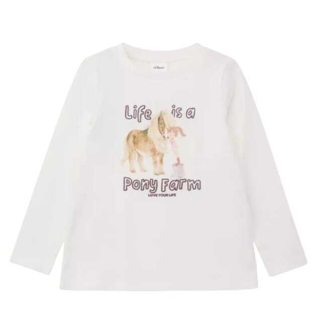 S.Oliver T-Shirt im A-Shape Pferd - off-white placed print