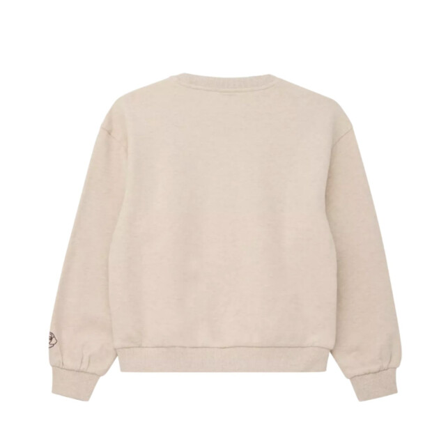 S.Oliver Oversize-Sweatshirt mit Stickerei und Flockprint inside brushed - soft beige melange 158 / 164